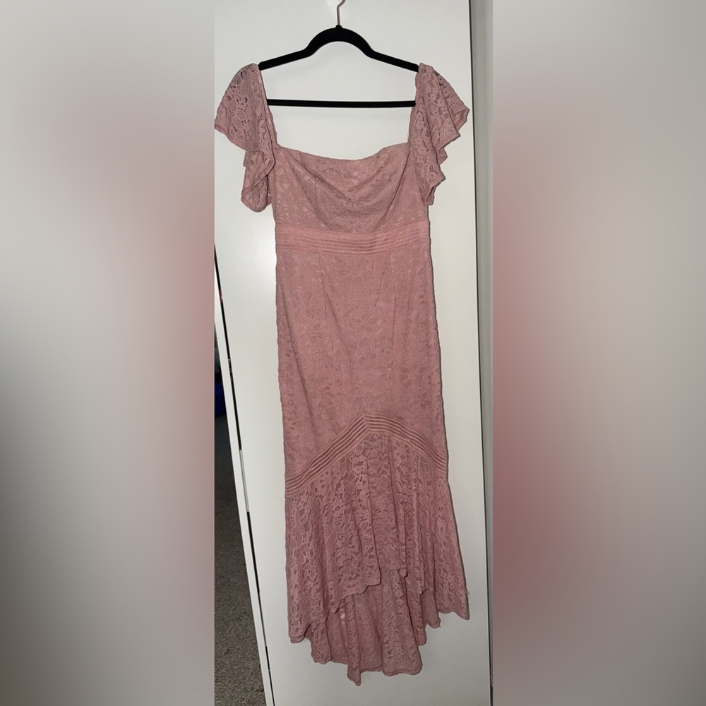 ASOS Dusty Pink Lace Midi Dress